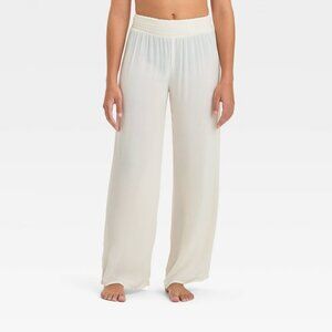 NEW Girls' Solid Cover Up Pants - art class™ Cream Small 6/7